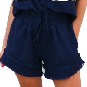 Day & Moon Distressed Hemline Blue Shorts Excellent Condition Size Med